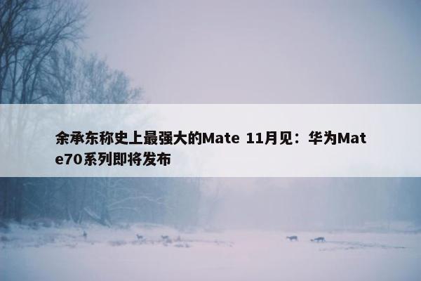 余承东称史上最强大的Mate 11月见：华为Mate70系列即将发布