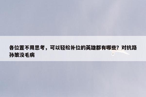 各位置不用思考，可以轻松补位的英雄都有哪些？对抗路孙策没毛病