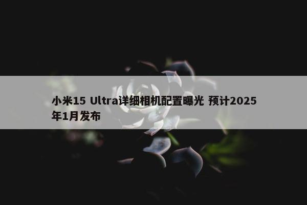 小米15 Ultra详细相机配置曝光 预计2025年1月发布