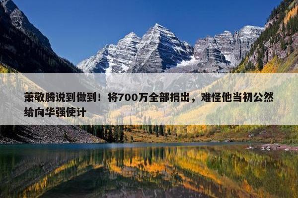 萧敬腾说到做到！将700万全部捐出，难怪他当初公然给向华强使计