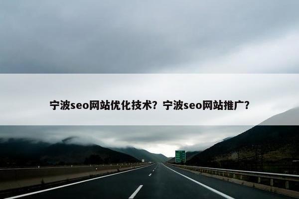 宁波seo网站优化技术？宁波seo网站推广？