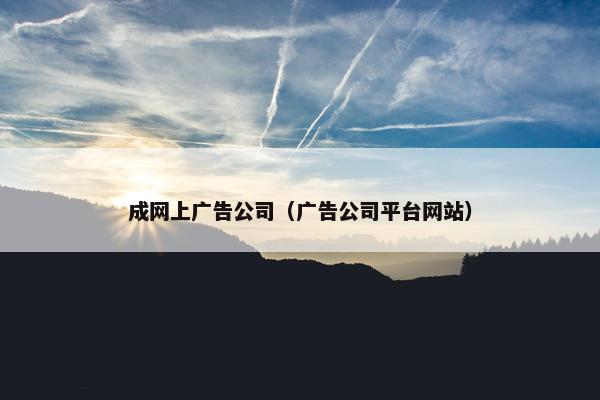 成网上广告公司（广告公司平台网站）