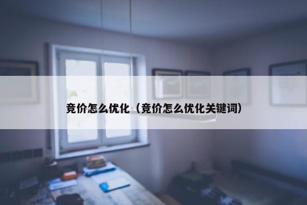 竞价怎么优化（竞价怎么优化关键词）