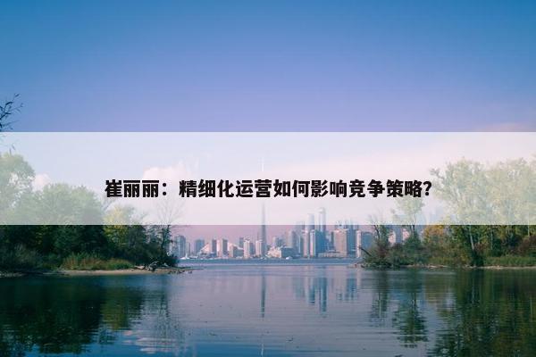 崔丽丽：精细化运营如何影响竞争策略？