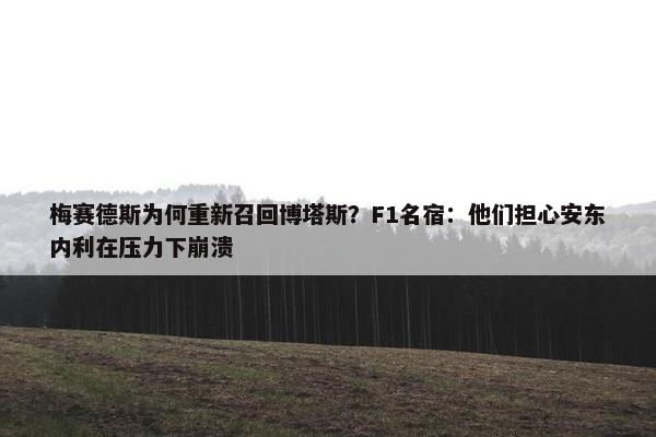 梅赛德斯为何重新召回博塔斯？F1名宿：他们担心安东内利在压力下崩溃