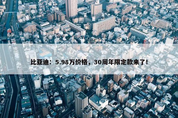 比亚迪：5.98万价格，30周年限定款来了！