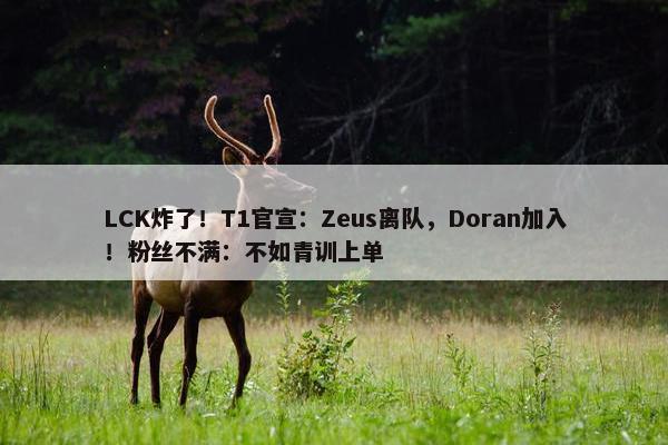 LCK炸了！T1官宣：Zeus离队，Doran加入！粉丝不满：不如青训上单