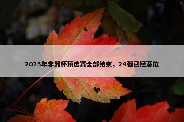 2025年非洲杯预选赛全部结束，24强已经落位