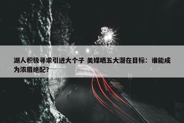 湖人积极寻求引进大个子 美媒晒五大潜在目标：谁能成为浓眉绝配？