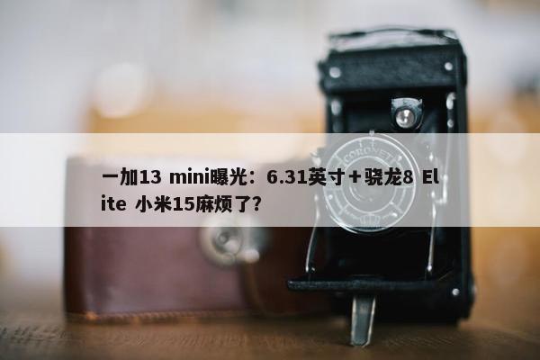 一加13 mini曝光：6.31英寸＋骁龙8 Elite 小米15麻烦了？