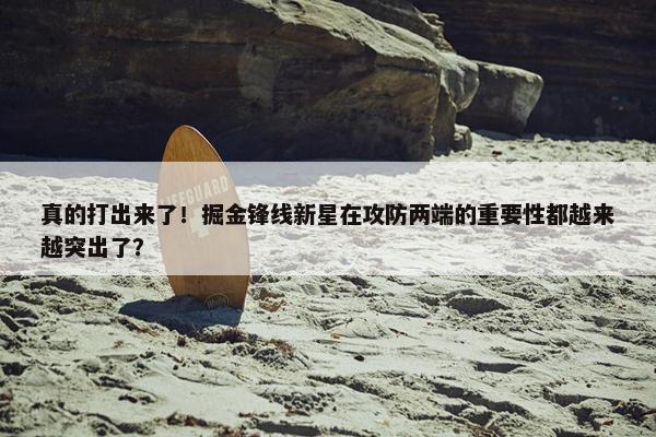 真的打出来了！掘金锋线新星在攻防两端的重要性都越来越突出了？