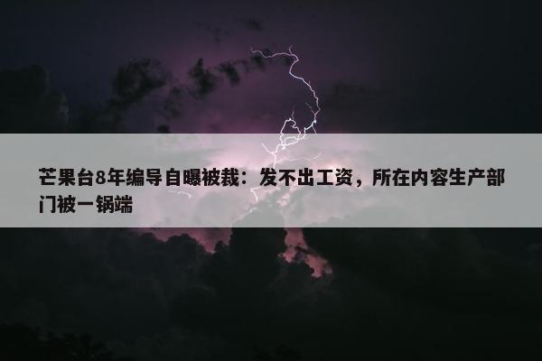 芒果台8年编导自曝被裁：发不出工资，所在内容生产部门被一锅端