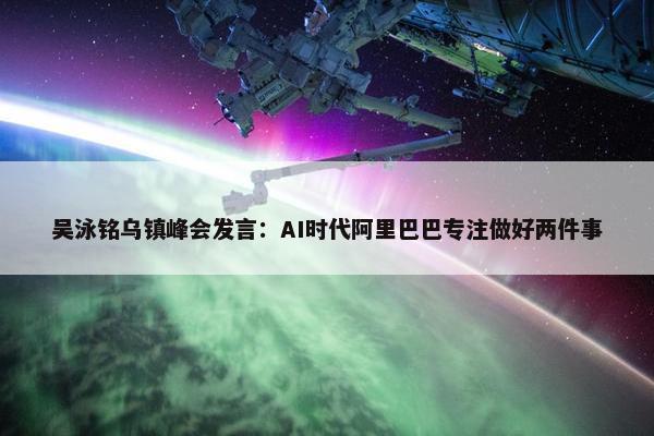 吴泳铭乌镇峰会发言：AI时代阿里巴巴专注做好两件事