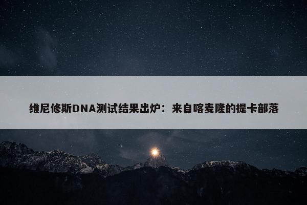 维尼修斯DNA测试结果出炉：来自喀麦隆的提卡部落