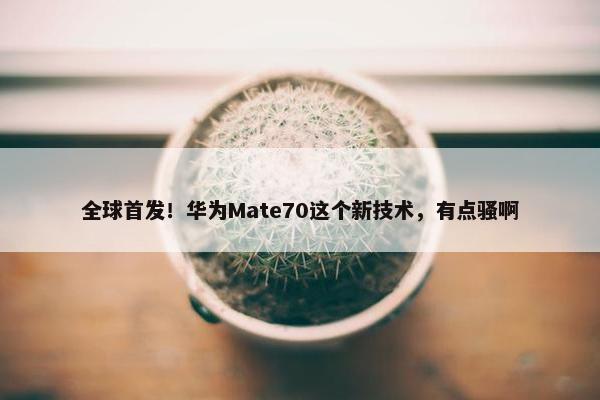 全球首发！华为Mate70这个新技术，有点骚啊