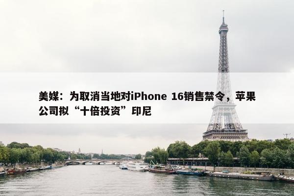 美媒：为取消当地对iPhone 16销售禁令，苹果公司拟“十倍投资”印尼