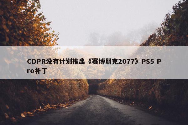 CDPR没有计划推出《赛博朋克2077》PS5 Pro补丁