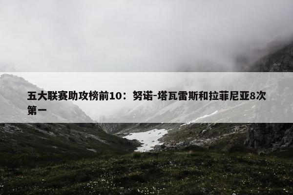 五大联赛助攻榜前10：努诺-塔瓦雷斯和拉菲尼亚8次第一