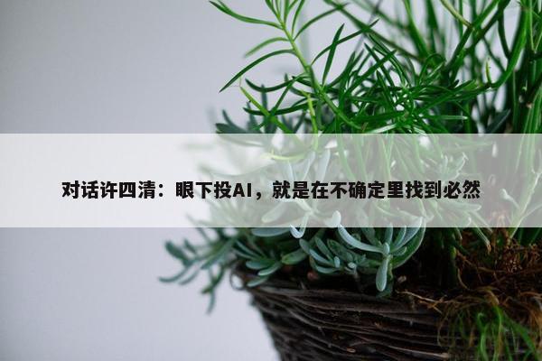 对话许四清：眼下投AI，就是在不确定里找到必然