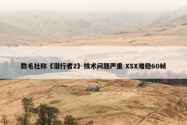 数毛社称《潜行者2》技术问题严重 XSX难稳60帧