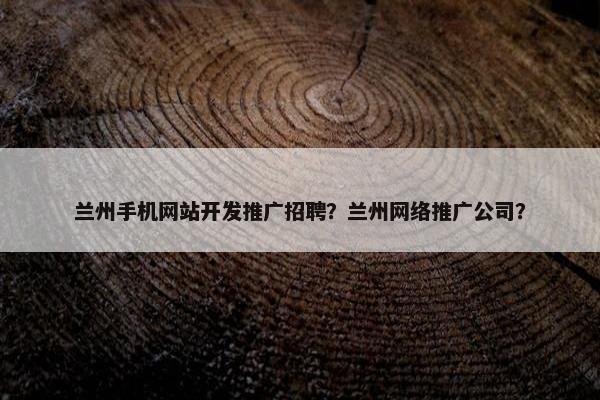 兰州手机网站开发推广招聘？兰州网络推广公司？