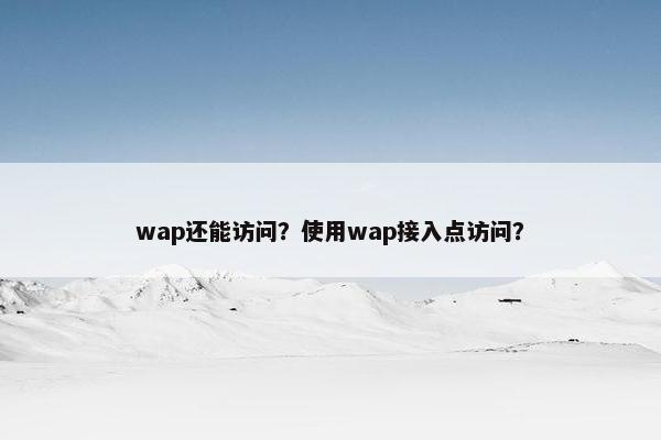 wap还能访问？使用wap接入点访问？