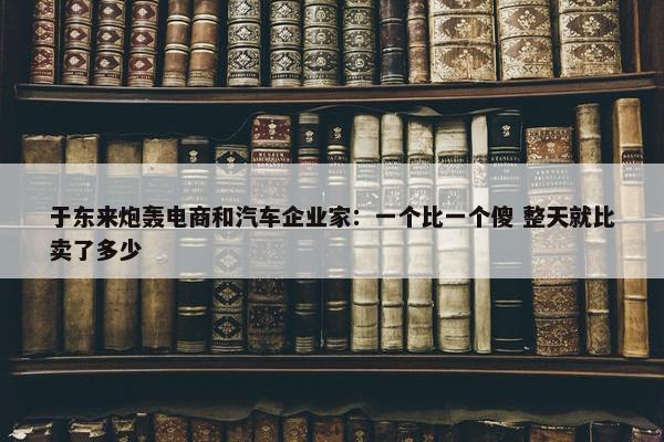 于东来炮轰电商和汽车企业家：一个比一个傻 整天就比卖了多少