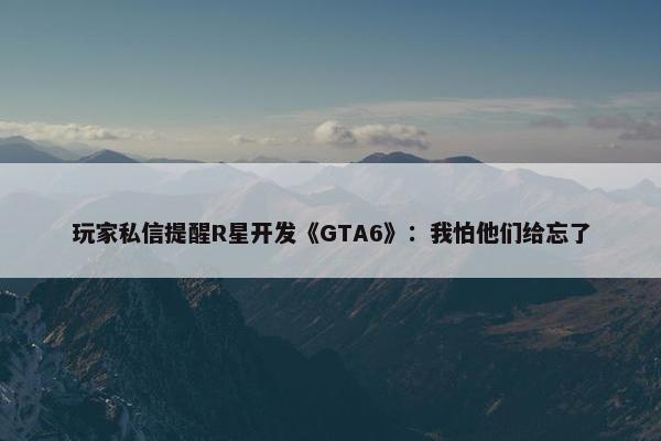 玩家私信提醒R星开发《GTA6》：我怕他们给忘了