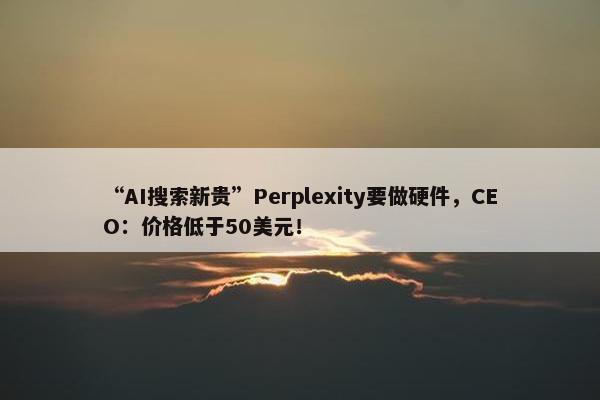 “AI搜索新贵”Perplexity要做硬件，CEO：价格低于50美元！