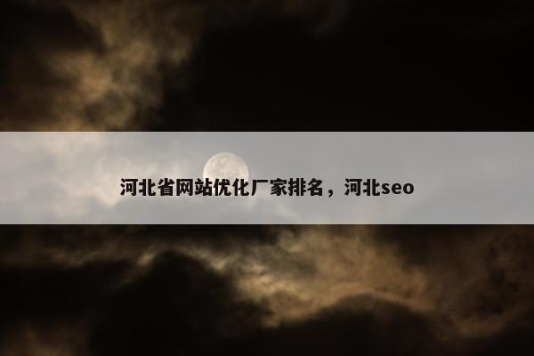 河北省网站优化厂家排名，河北seo