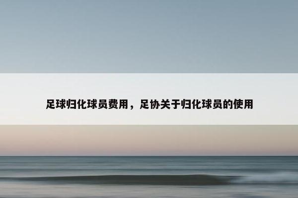 足球归化球员费用，足协关于归化球员的使用