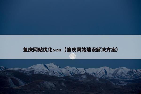 肇庆网站优化seo（肇庆网站建设解决方案）