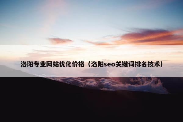 洛阳专业网站优化价格（洛阳seo关键词排名技术）