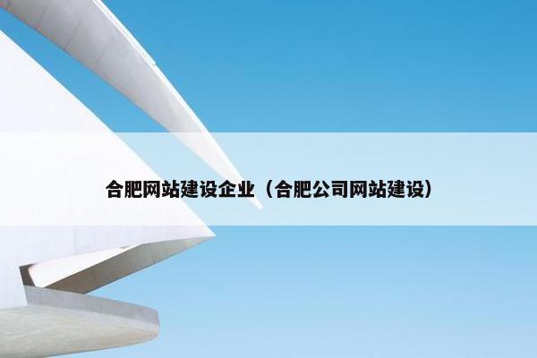 合肥网站建设企业（合肥公司网站建设）