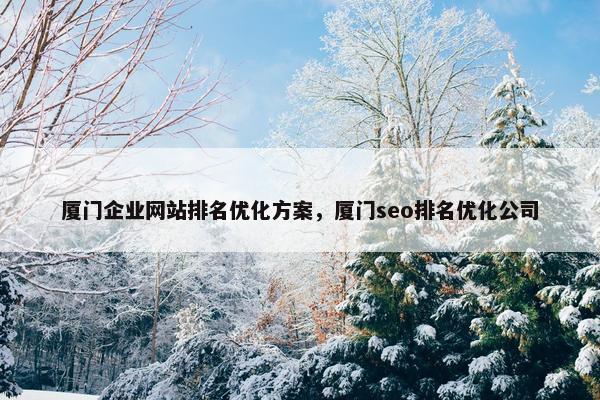 厦门企业网站排名优化方案，厦门seo排名优化公司