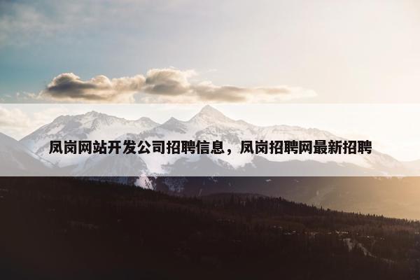 凤岗网站开发公司招聘信息，凤岗招聘网最新招聘