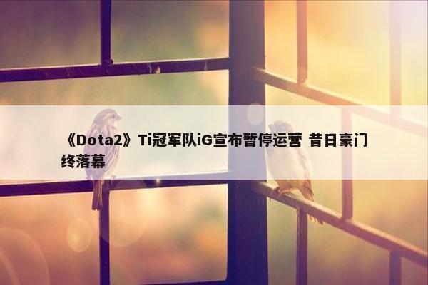 《Dota2》Ti冠军队iG宣布暂停运营 昔日豪门终落幕