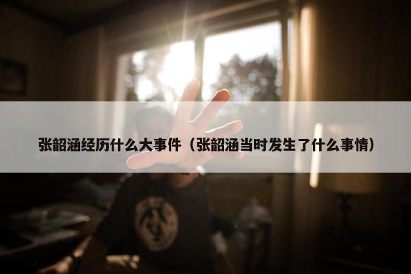 张韶涵经历什么大事件（张韶涵当时发生了什么事情）