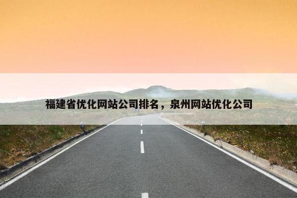 福建省优化网站公司排名，泉州网站优化公司