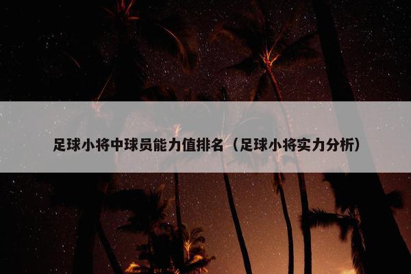 足球小将中球员能力值排名（足球小将实力分析）