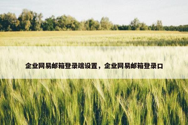 企业网易邮箱登录端设置，企业网易邮箱登录口