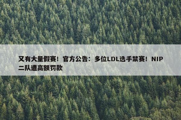 又有大量假赛！官方公告：多位LDL选手禁赛！NIP二队遭高额罚款