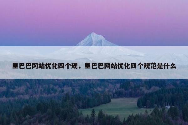 里巴巴网站优化四个规，里巴巴网站优化四个规范是什么