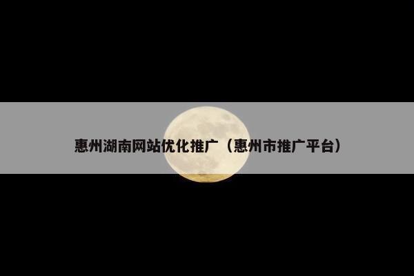 惠州湖南网站优化推广（惠州市推广平台）