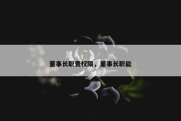 董事长职责权限，董事长职能