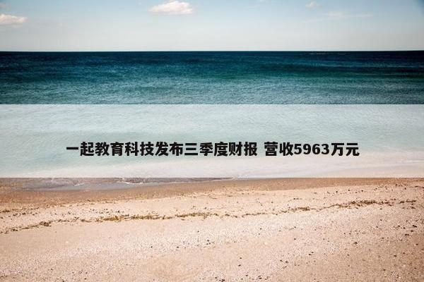 一起教育科技发布三季度财报 营收5963万元