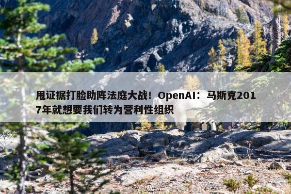 甩证据打脸助阵法庭大战！OpenAI：马斯克2017年就想要我们转为营利性组织