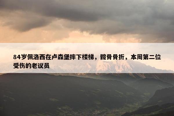 84岁佩洛西在卢森堡摔下楼梯，髋骨骨折，本周第二位受伤的老议员