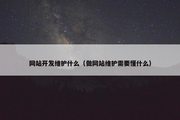 网站开发维护什么（做网站维护需要懂什么）