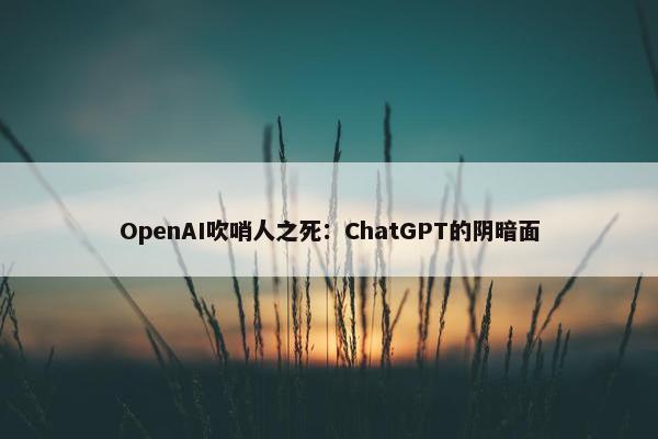 OpenAI吹哨人之死：ChatGPT的阴暗面